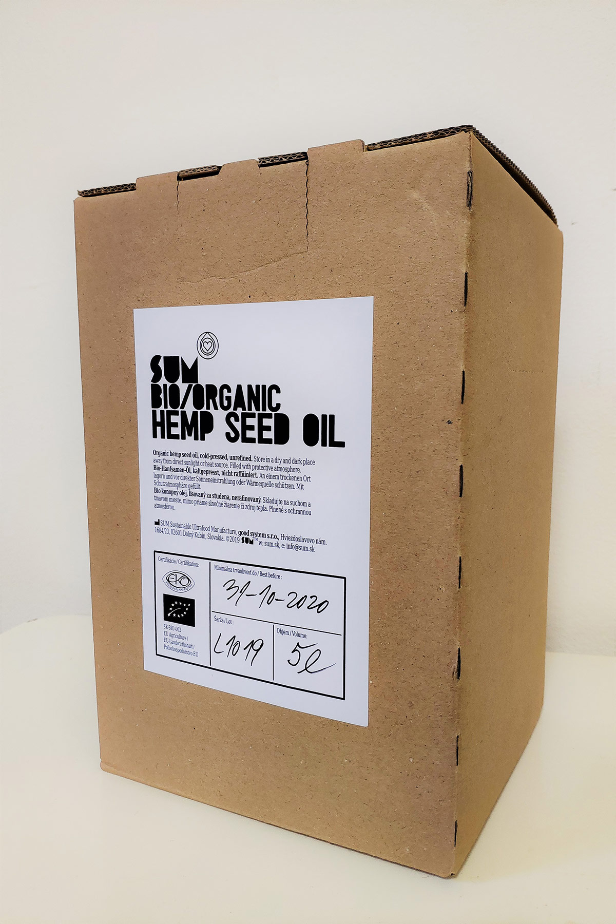 SUM Hemp Seed Oil Organic / SUM konopný olej BIO bag in box