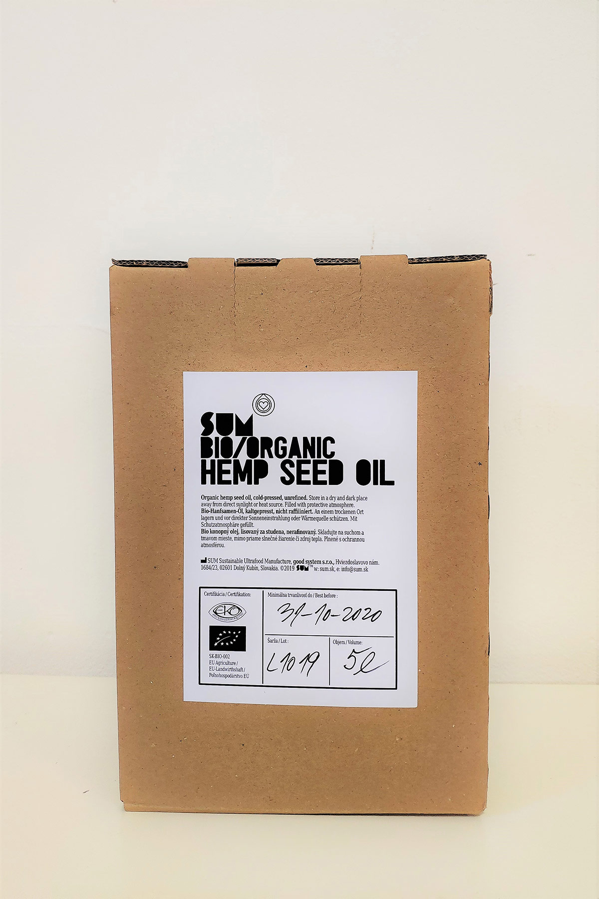SUM Hemp Seed Oil Organic / SUM konopný olej BIO bag in box