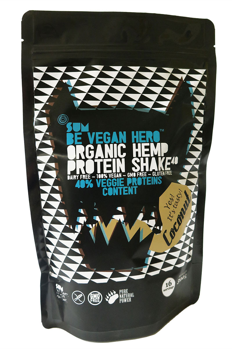 SUM Organic Hemp Protein Shake Coconut 2,5 Kg / SUM Bio konopný proteín Coconut, Be Vegan Hero 2,5 kg