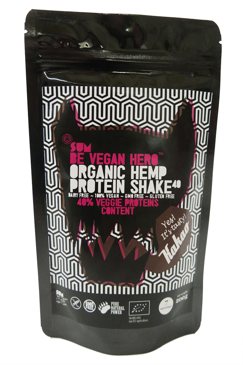 SUM Organic Hemp Protein Shake Kakao 200 g / SUM Bio konopný proteín Kakao, Be Vegan Hero 200 g
